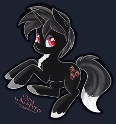 Size: 1779x1901 | Tagged: safe, artist:brok-enwings, derpibooru import, oc, oc:dog whisperer, unofficial characters only, pony, unicorn, black mane, looking at you, male, signature, solo, stallion, unshorn fetlocks