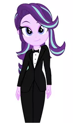 Size: 1168x1972 | Tagged: safe, artist:skyland, derpibooru import, starlight glimmer, equestria girls, beautiful, bowtie, clothes, female, looking at you, simple background, tuxedo, white background