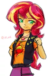Size: 1377x2039 | Tagged: safe, artist:oberon826, derpibooru import, sunset shimmer, equestria girls, equestria girls series, clothes, female, geode of empathy, jacket, leather jacket, looking at you, magical geodes, solo