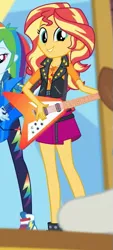 Size: 297x656 | Tagged: safe, derpibooru import, screencap, sunset shimmer, equestria girls, equestria girls series, road trippin, cropped, guitar, musical instrument, solo