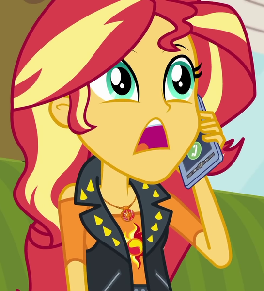 Size: 981x1080 | Tagged: safe, derpibooru import, screencap, sunset shimmer, equestria girls, equestria girls series, text support, cropped, geode of empathy, magical geodes, mobile phone, phone, solo, text support: sunset shimmer