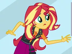 Size: 1036x774 | Tagged: safe, derpibooru import, screencap, sunset shimmer, a fine line, equestria girls, equestria girls series, cropped, solo