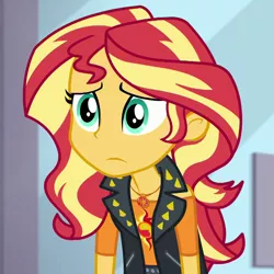 Size: 1000x1000 | Tagged: safe, derpibooru import, screencap, sunset shimmer, a fine line, equestria girls, equestria girls series, cropped, solo