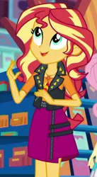 Size: 468x853 | Tagged: safe, derpibooru import, screencap, sunset shimmer, a fine line, equestria girls, equestria girls series, cropped, geode of empathy, magical geodes, solo