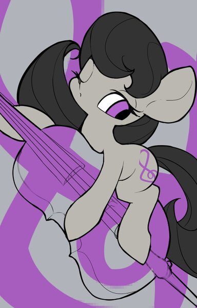 Size: 767x1200 | Tagged: safe, artist:ccc, derpibooru import, octavia melody, earth pony, pony, female, musical instrument, one eye closed, solo, wink