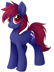 Size: 2859x3798 | Tagged: safe, artist:scarlet-spectrum, derpibooru import, oc, oc:berry brew, unofficial characters only, earth pony, pony, 2020 community collab, derpibooru community collaboration, chest fluff, cute, ear fluff, eye clipping through hair, female, high res, looking at you, mare, red eyes, red hair, red mane, red tail, simple background, smiling, solo, transparent background