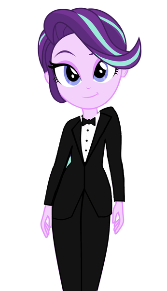 Size: 1136x1972 | Tagged: safe, artist:skyland, derpibooru import, starlight glimmer, equestria girls, beautiful, bowtie, clothes, female, looking at you, short hair, simple background, tuxedo, white background