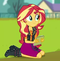 Size: 455x459 | Tagged: safe, derpibooru import, screencap, sunset shimmer, equestria girls, equestria girls series, the finals countdown, cropped, geode of empathy, magical geodes, solo