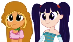 Size: 1562x894 | Tagged: safe, artist:cindydreamlight, artist:yaya54320, derpibooru import, human, equestria girls, barely eqg related, base used, clothes, crossover, equestria girls style, equestria girls-ified, flora (winx club), hairstyle, hasbro, hasbro studios, midriff, musa, pigtails, rainbow s.r.l, winx club