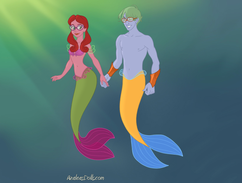 Size: 820x620 | Tagged: safe, artist:azaleasdolls, derpibooru import, editor:jdueler11, alizarin bubblegum, celery stalk, mermaid, merman, equestria girls, alizary, background human, female, glasses, holding hands, male, mermaid maker, mermaidized, mermanized, midriff, shipping, species swap, straight, swimming, wat