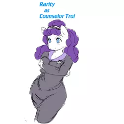 Size: 1000x1000 | Tagged: anthro, artist:nepkari, breasts, busty rarity, colored pupils, crossover, deanna troi, derpibooru import, female, rarity, safe, simple background, sketch, solo, star trek, star trek: the next generation, white background