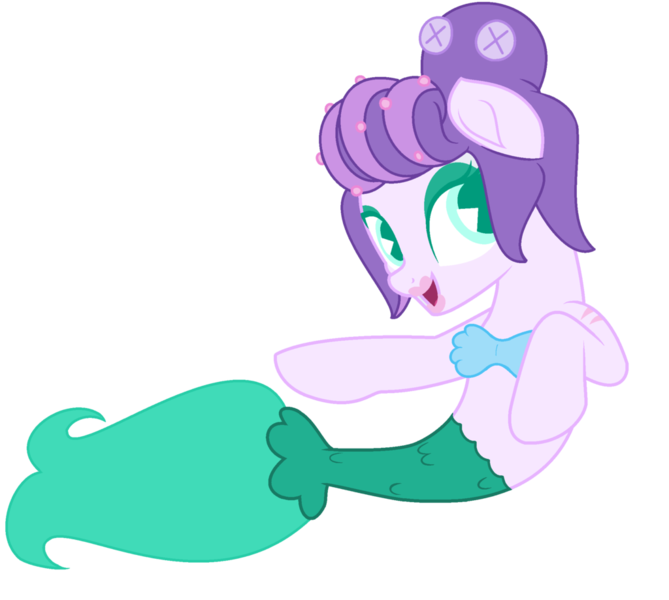 Size: 1024x919 | Tagged: safe, artist:eggi-myst3ry, artist:lorenacarrizo18, derpibooru import, ponified, mermaid, octopus, pony, seapony (g4), base used, cala maria, clothes, crossover, cuphead, fins, mermaid tail, seaponified, seashell bra, species swap, studio mdhr, tail