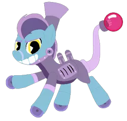Size: 467x445 | Tagged: safe, artist:eggi-myst3ry, artist:selenaede, derpibooru import, ponified, earth pony, pony, base used, crossover, cuphead, grin, pacman eyes, phantom express, simple background, smiling, studio mdhr, transparent background, wheel
