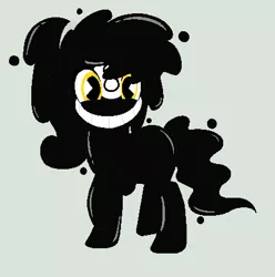 Size: 430x434 | Tagged: safe, artist:eggi-myst3ry, artist:selenaede, derpibooru import, ponified, earth pony, pony, base used, black, black pony, crossover, cuphead, mangosteen, pacman eyes, smiley face, smiling, studio mdhr