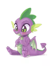 Size: 660x859 | Tagged: safe, artist:vincher, derpibooru import, spike, dragon, baby, baby dragon, blushing, claws, cute, cute little fangs, explicit source, fangs, green eyes, male, simple background, sitting, smiling, spikabetes, spread wings, white background, winged spike, wings
