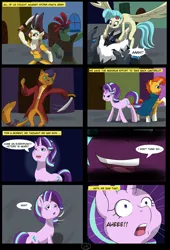 Size: 4750x7000 | Tagged: absurd resolution, adventure, alternate hairstyle, alternate timeline, alternate universe, alternate version, artist:chedx, bad end, canterlot, capper dapperpaws, captain celaeno, comic, comic:the storm kingdom, derpibooru import, fantasy, fight, general tempest shadow, my little pony: the movie, princess skystar, rebels, safe, starlight glimmer, storm creature, storm guard, sunburst, tempest shadow, the bad guy wins