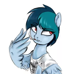 Size: 900x900 | Tagged: safe, artist:vanezaescobedo, derpibooru import, oc, oc:delta vee, pegasus, pony, cigarette, female, mare, smoking, solo