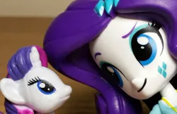 Size: 930x602 | Tagged: safe, derpibooru import, rarity, pony, equestria girls, doll, duality, equestria girls minis, human ponidox, implying, self ponidox, toy