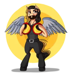 Size: 3000x3200 | Tagged: safe, artist:jack-pie, derpibooru import, oc, unofficial characters only, pegasus, pony, beard, bipedal, clothes, facial hair, male, seth rollins, solo, sports, stallion, wrestling, wwe