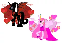Size: 5616x3920 | Tagged: adventure time, alicorn, cartoon network pony, derpibooru import, female, male, my little pony, nergal, pink flowers, princess bubblegum, red roses, safe, the grim adventures of billy and mandy, wings