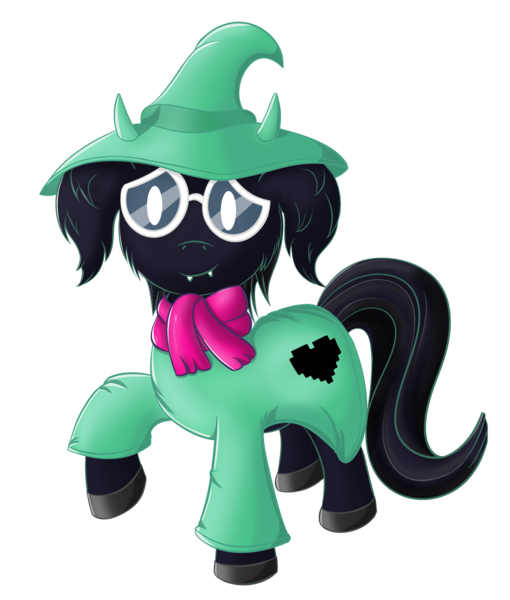 Size: 2474x2911 | Tagged: safe, artist:sethisto, derpibooru import, ponified, pony, spoiler:deltarune, background removed, clothes, crossover, cute, deltarune, fluffy boi, glasses, hat, male, ralsei, scarf, solo, undertale