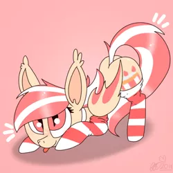 Size: 768x768 | Tagged: safe, artist:awoomarblesoda, derpibooru import, oc, oc:shortcake, bat pony, pony, clothes, female, mare, simple background, socks, solo, striped socks