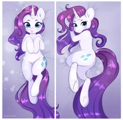 Size: 4000x3897 | Tagged: safe, artist:cousland, derpibooru import, rarity, pony, unicorn, :p, blushing, body pillow, body pillow design, butt, cute, cutie mark, female, looking at you, mare, plot, raribetes, silly, solo, tongue out, underhoof