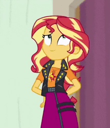 Size: 446x516 | Tagged: safe, derpibooru import, screencap, sunset shimmer, constructive criticism, equestria girls, equestria girls series, adorasexy, animated, context is for the weak, cute, emotions, female, geode of empathy, gif, hip sway, hips, jewelry, magical geodes, necklace, sexy, shimmerbetes, solo, weapons-grade cute