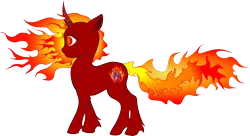 Size: 4551x2482 | Tagged: safe, artist:schmerz, derpibooru import, oc, oc:herzbrenntina, unofficial characters only, pony, unicorn, 2019 community collab, derpibooru community collaboration, female, fire, mane of fire, simple background, solo, transparent background, vector