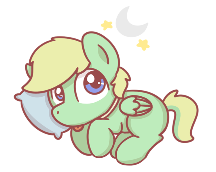 Size: 1280x1024 | Tagged: safe, artist:sugar morning, derpibooru import, oc, oc:lemming, unofficial characters only, dog, dog pony, pegasus, pony, :p, chibi, commission, curled up, cute, lying down, male, moon, pillow, silly, simple background, sleeping, solo, stallion, stars, tongue out, transparent background, ych result