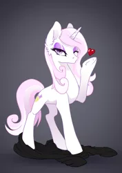 Size: 2475x3500 | Tagged: safe, artist:arctic-fox, derpibooru import, fleur-de-lis, pony, unicorn, blowing a kiss, catsuit, female, heart, latex, latex suit, mare, one eye closed, patreon, solo, stupid sexy fleur-de-lis, undressed