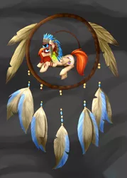 Size: 2500x3500 | Tagged: safe, artist:rskyfly, derpibooru import, oc, unofficial characters only, pegasus, pony, dreamcatcher, headdress, male, native american, solo, stallion