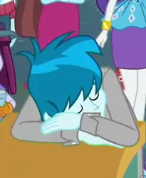 Size: 293x358 | Tagged: safe, derpibooru import, screencap, curly winds, rarity, some blue guy, thunderbass, velvet sky, equestria girls, equestria girls series, school of rock, background human, cropped, eyes closed, female, offscreen character, sleeping