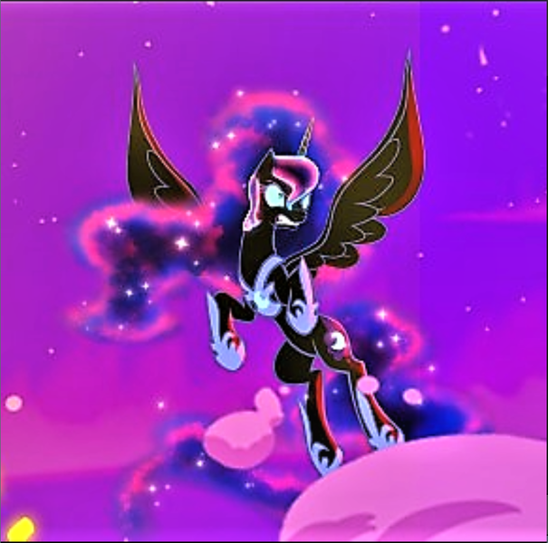 Size: 830x823 | Tagged: safe, artist:light262, artist:lummh, derpibooru import, nightmare moon, alicorn, pony, comic:timey wimey, angry, clothes, comic, cropped, ethereal mane, female, flying, low res image, mare, missing accessory, needs more jpeg, peytral, shoes, solo, spread wings, starry mane, wings