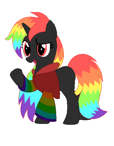 Size: 400x509 | Tagged: safe, artist:achuni, artist:selenaede, derpibooru import, oc, oc:rainbow reggae, unofficial characters only, pony, unicorn, base used, clothes, female, hoodie, mare, multicolored hair, open mouth, pixel art, rainbow hair, raised hoof, scene kid, simple background, solo, transparent background