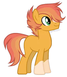 Size: 891x1027 | Tagged: safe, artist:nightmarye, derpibooru import, oc, oc:yellow streak, earth pony, pony, male, offspring, parent:applejack, parent:sunburst, parents:appleburst, simple background, socks (coat marking), solo, stallion, transparent background