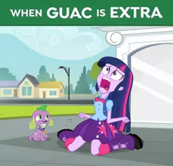 Size: 794x764 | Tagged: safe, derpibooru import, edit, edited screencap, screencap, spike, twilight sparkle, dog, equestria girls, equestria girls (movie), exploitable meme, forced meme, meme, ponified meme, screaming, spike the dog, the grinch, truth, twiscream, when guac is extra