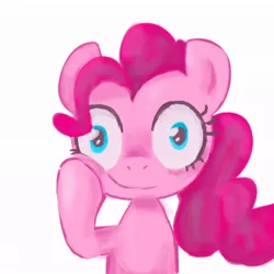 Size: 1024x1024 | Tagged: safe, artist:ume89s, derpibooru import, pinkie pie, pony, female, looking at you, mare, pinkamena diane pie, shrunken pupils, smiling, solo, staring into your soul, thousand yard stare