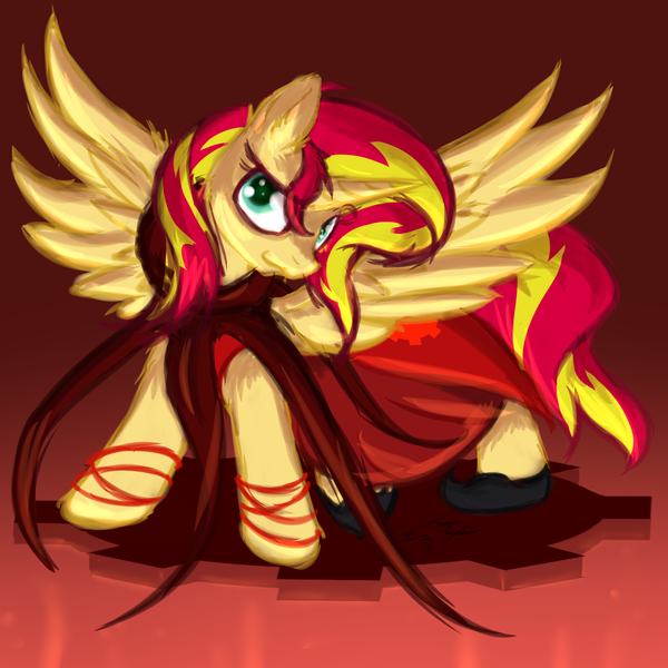 Size: 1600x1600 | Tagged: safe, artist:frist44, derpibooru import, sunset shimmer, alicorn, pony, alicornified, god tier, homestuck, race swap, shimmercorn, solo, sylph of time, wheel