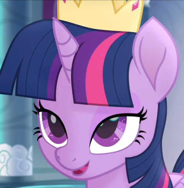 Size: 638x651 | Tagged: safe, derpibooru import, screencap, twilight sparkle, twilight sparkle (alicorn), alicorn, pony, my little pony: the movie, bedroom eyes, cropped, crown, female, jewelry, lidded eyes, mare, open mouth, reaction image, regalia, solo