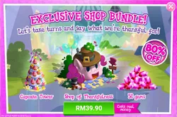 Size: 1042x690 | Tagged: safe, derpibooru import, official, pinkie pie, advertisement, building, costs real money, cupcake, food, gameloft, gem, holiday, no pony, sale, shop, thanksgiving