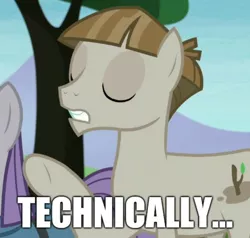 Size: 1136x1080 | Tagged: safe, derpibooru import, edit, edited screencap, editor:apex soundwave, screencap, mudbriar, earth pony, pony, the maud couple, caption, female, image macro, impact font, male, reaction image, solo focus, stallion, technically, text