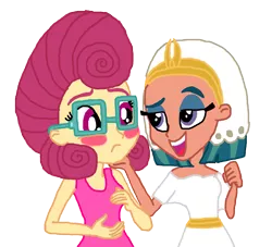 Size: 1413x1282 | Tagged: safe, artist:cookiechans2, artist:ktd1993, derpibooru import, posey shy, somnambula, equestria girls, blushing, crack shipping, equestria girls-ified, female, infidelity, lesbian, shipping, shynambula, simple background, transparent background