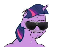 Size: 500x400 | Tagged: safe, derpibooru import, twilight sparkle, pony, 1000 hours in ms paint, 30 year old boomer, boomer, facial hair, meme, moustache, shitposting, sunglasses, wojak