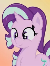 Size: 984x1280 | Tagged: safe, artist:badponyvectors, derpibooru import, starlight glimmer, pony, unicorn, chest fluff, cute, female, gradient background, happy, mare, smiling, solo