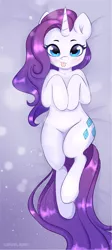 Size: 1701x3807 | Tagged: safe, artist:cousland, derpibooru import, edit, rarity, pony, unicorn, :p, blushing, body pillow, body pillow design, cute, cutie mark, female, hooves to the chest, looking at you, mare, on back, raribetes, silly, solo, tongue out