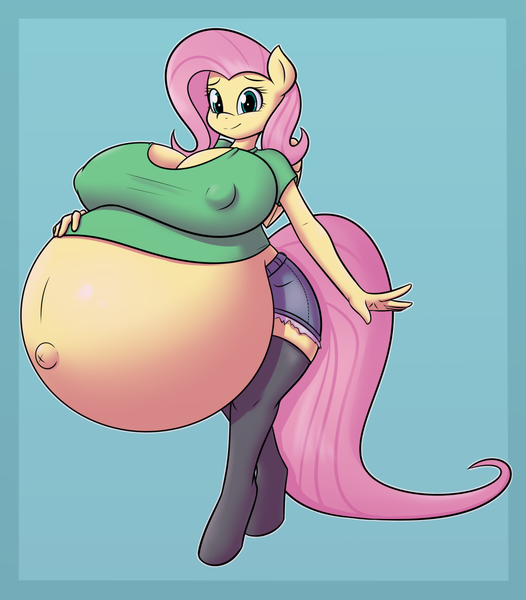 Size: 1516x1728 | Tagged: questionable, artist:funble, derpibooru import, fluttershy, anthro, bat pony, unguligrade anthro, belly, belly button, big belly, big breasts, big nipples, breasts, busty fluttershy, erect nipples, female, flutterbat, huge belly, huge breasts, hyper, hyper belly, hyper pregnancy, impossibly large belly, impossibly large breasts, looking at you, nipple outline, nipples, outie belly button, preggoshy, pregnant, race swap, solo, solo female