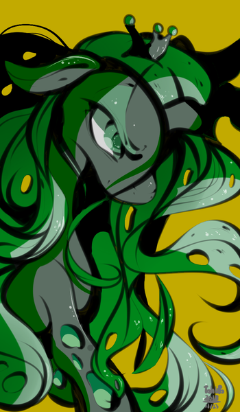 Size: 700x1200 | Tagged: artist:tohupo, changeling, crown, derpibooru import, female, jewelry, queen chrysalis, regalia, safe, solo