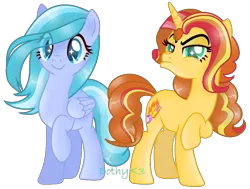 Size: 988x745 | Tagged: safe, artist:doroshll, derpibooru import, oc, unofficial characters only, pegasus, pony, unicorn, base used, female, mare, simple background, transparent background