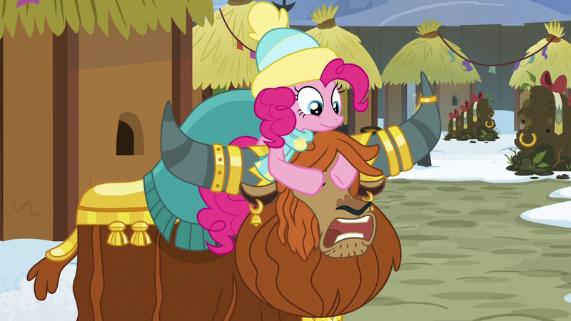 Size: 1280x720 | Tagged: safe, derpibooru import, screencap, pinkie pie, prince rutherford, best gift ever, guess who